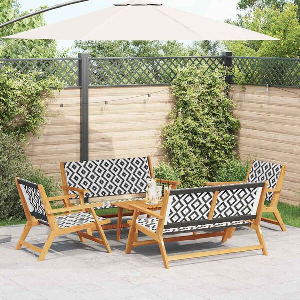 vidaXL Garden Chairs with Table 5 pcs Black 35.4" x 17.7" x 15.7