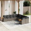 vidaXL Garden Sofa Set Grey PE rattan Large Adjustable Feet