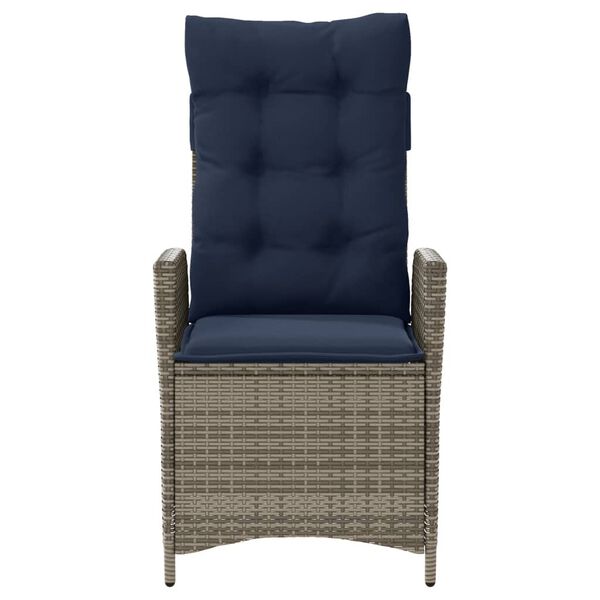 vidaXL Reclining Garden Chair Grey PE rattan Standard Foldable