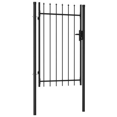 vidaXL Fence Gate Single Door with Spike Top Steel 3.3'x4.9' Black