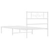vidaXL Bed Frame White Powder-Coated Steel Small Single Bed Frame