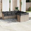 vidaXL Garden Sofa Set Grey PE Rattan Large Adjustable Feet