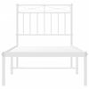 vidaXL Bed Frame White Powder-Coated Steel Twin Modern Bed Frame