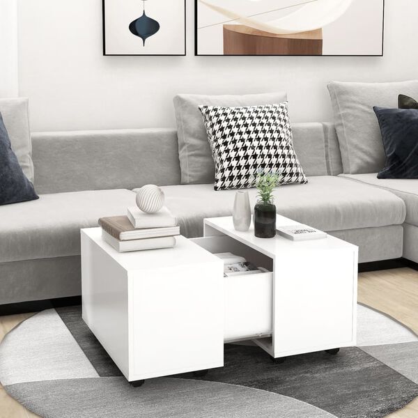 vidaXL Coffee Table White Engineered wood Medium Extendable