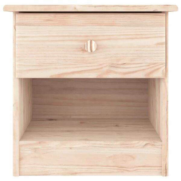 vidaXL Bedside Cabinet Natural Solid Pine Wood 16.1x13.8x16.1 in