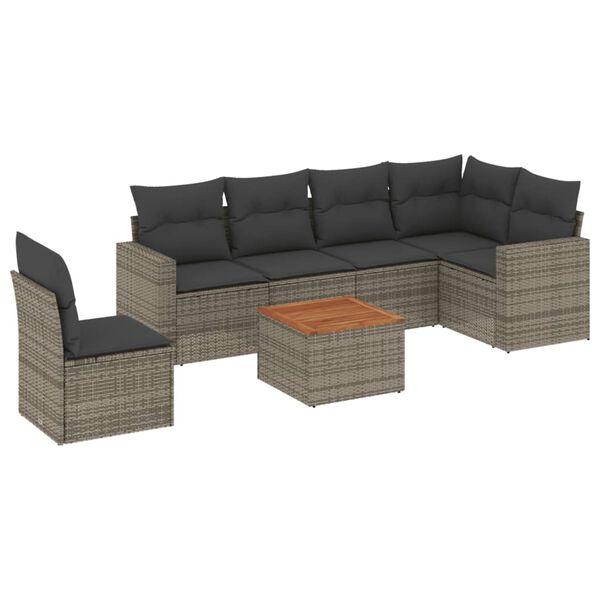 vidaXL Garden Sofa Set Grey Poly Rattan Large Modular Garden Sofa Set