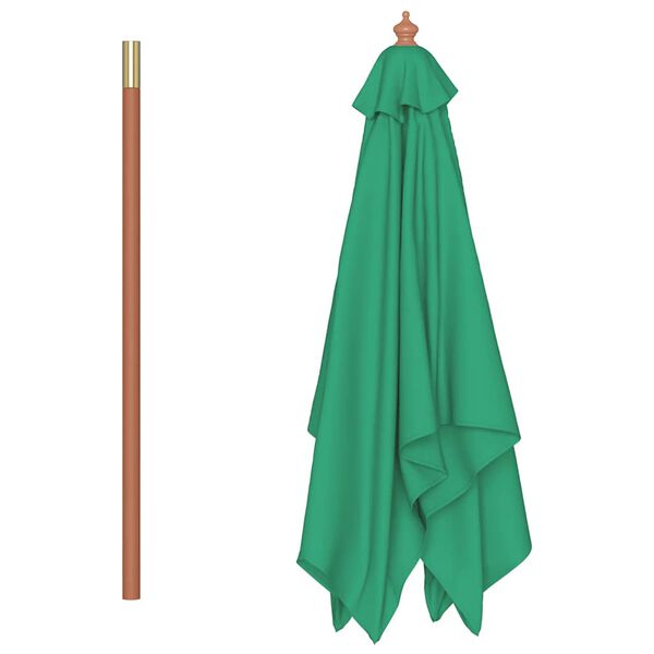 vidaXL Garden Parasol Green Fabric, Laminated bamboo, Hardwood