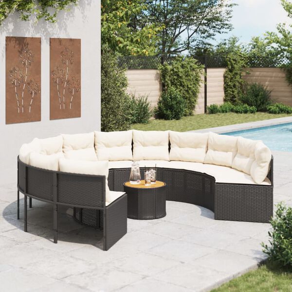vidaXL Patio Sofa Black, Cream White