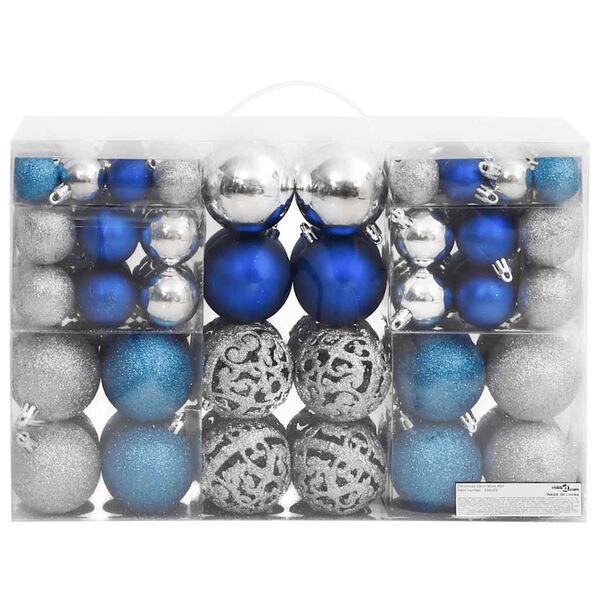 vidaXL Christmas Bauble Set of 100 Blue and Silver Polystyrene