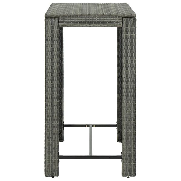 vidaXL Bar Table Grey PE rattan, powder-coated steel 39.4 x 23.8 x 43.5 in