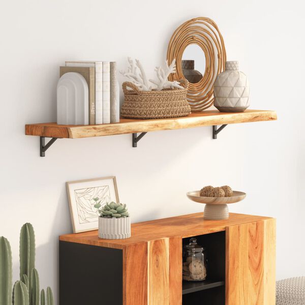 vidaXL Wall Shelf Natural wood Solid acacia wood 43.3x11.8x1.0 in