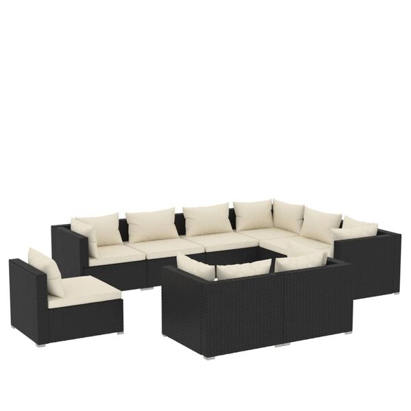 vidaXL Garden Lounge Set Black, Cream