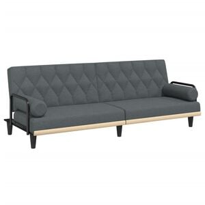 vidaXL Sofa Bed Dark Gray Plywood, Fabric (100% polyester) Large