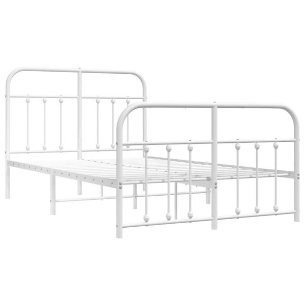 vidaXL Bed Frame White Powder-coated steel Double Bed Frame