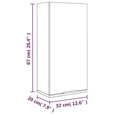 vidaXL Wall-mounted Bathroom Cabinet Gray Sonoma 12.6"x7.9"x26.4"