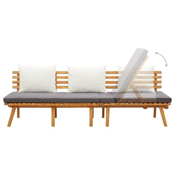 vidaXL Garden Day Bed Acacia wood color, White, Dark Gray