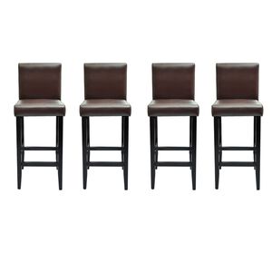 vidaXL Bar Stool Set of 4 Dark Brown Cotton 5%, Polyester 20%, PVC 75%