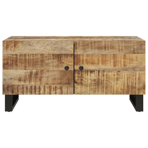 vidaXL Coffee Table Natural wood and black Solid mango wood, engineered wood