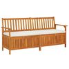 vidaXL Bench Brown, Cream White Solid Acacia wood, 100% polyester fabric