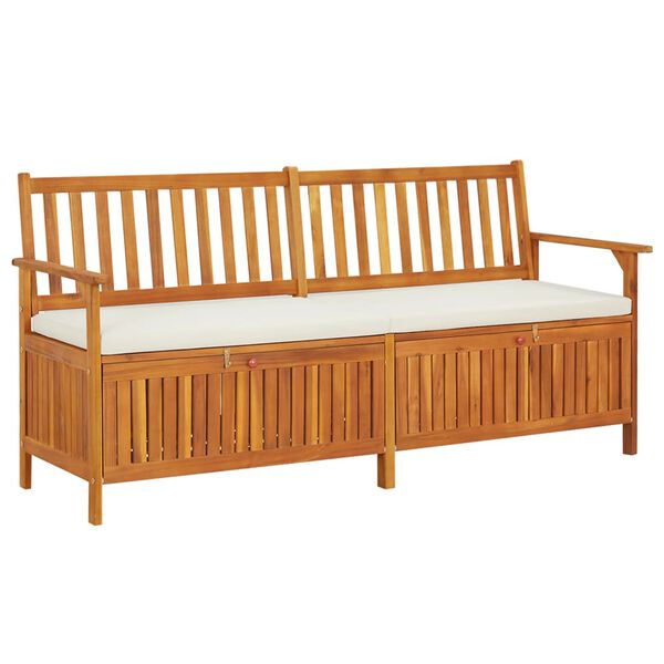 vidaXL Bench Brown, Cream White Solid Acacia wood, 100% polyester fabric