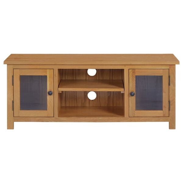 vidaXL TV Cabinet Brown Solid oak wood Medium TV Cabinet Rectangular