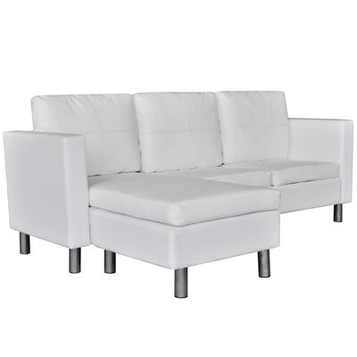 vidaXL Sectional Sofa 3-Seater Artificial Leather White