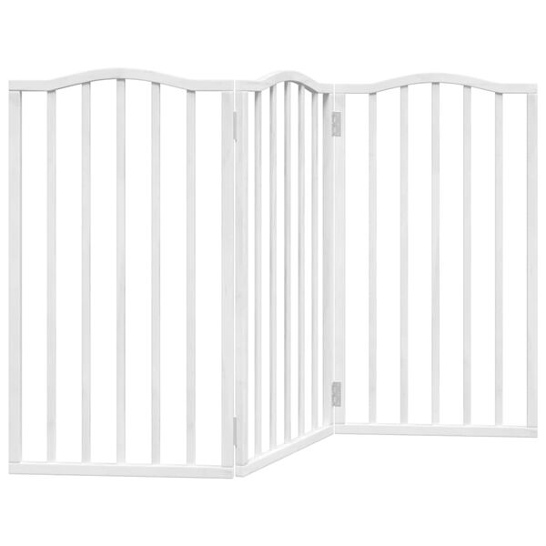 vidaXL Dog Gate Set of 3 White Poplar wood Medium Foldable Dog Gate