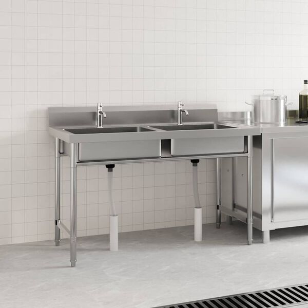 vidaXL Kitchen Sink Double Basin Stainless Steel