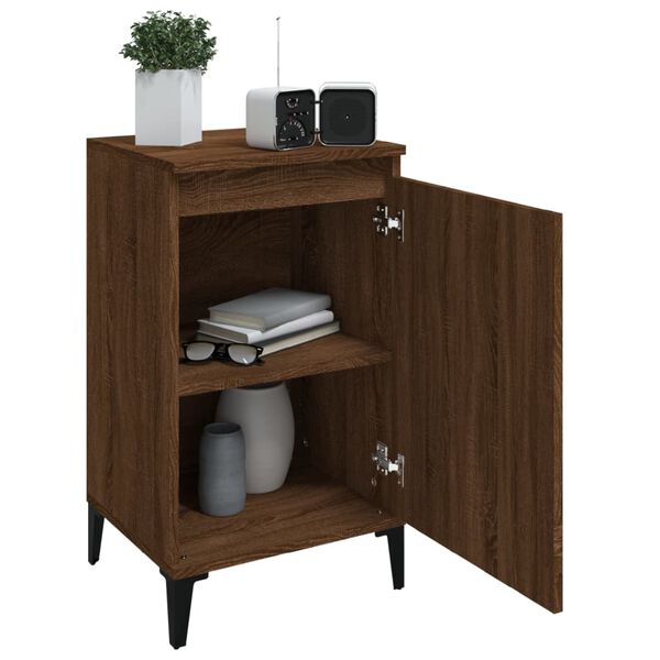 vidaXL Bedside Cabinet Set of 2 Brown Oak Engineered wood, metal