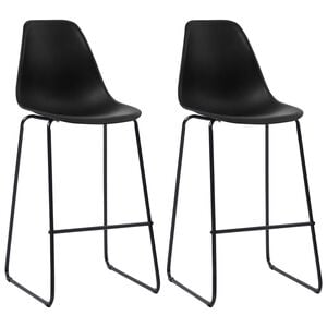 vidaXL Bar Chair Set of 2 Black Plastic seat and metal legs Standard