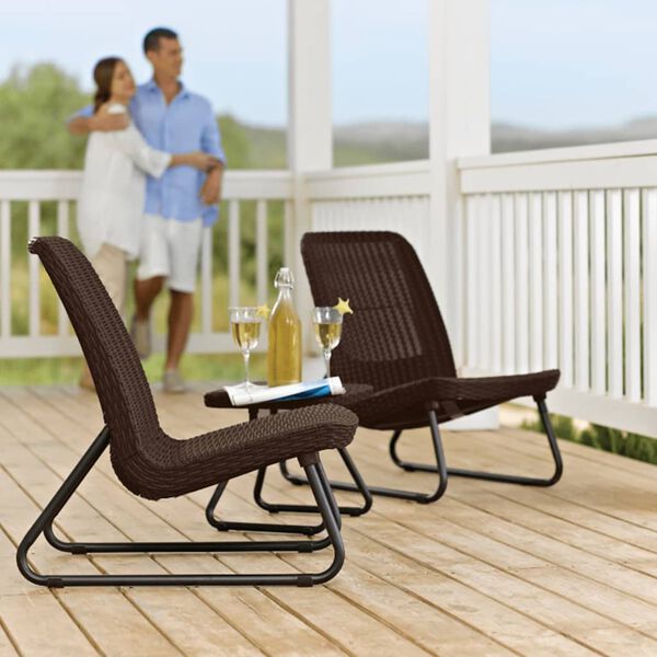 Keter Patio Table And Chair Cappuccino Plastic PP Durable
