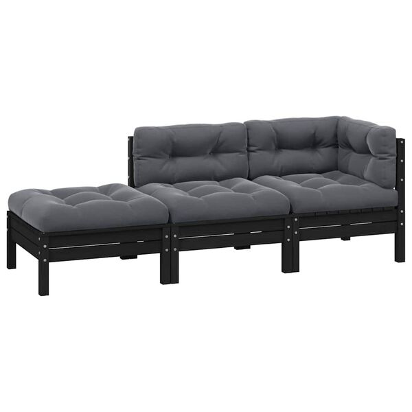 vidaXL Garden Lounge Set Set of 3 Black