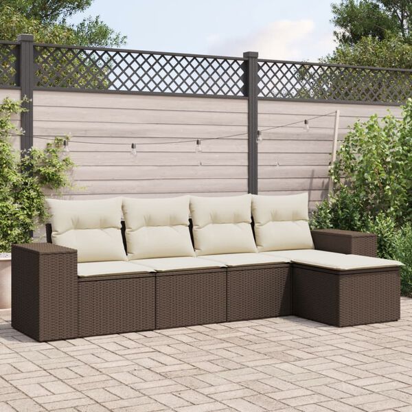 vidaXL Garden Sofa Set Brown PE rattan Large Modular Garden Sofa Set