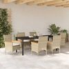vidaXL Garden Dining Set with Cushion 7 pcs Beige Poly Rattan