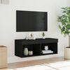 vidaXL TV Cabinet Black Engineered wood Medium TV Cabinet Rectangular