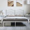 vidaXL Bed Frame White Powder-Coated Steel King Bed Frame Rectangular
