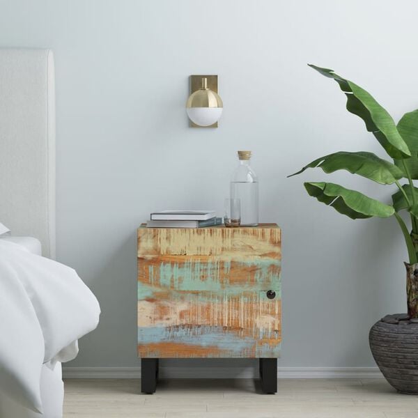 vidaXL Bedside Cabinet Brown, Black Solid reclaimed wood, iron