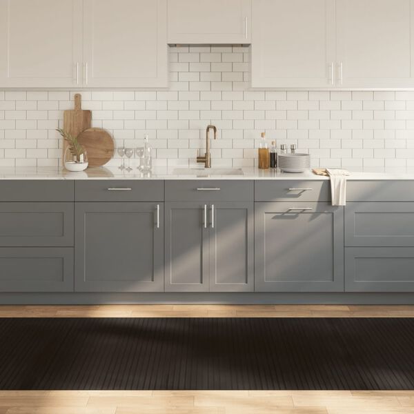 vidaXL Rug Dark brown Bamboo, Polypropylene (PP) 39.4 x 196.9 in