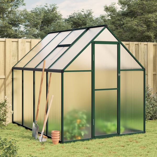 vidaXL Greenhouse Green and Transparent Aluminium, Polycarbonate Large