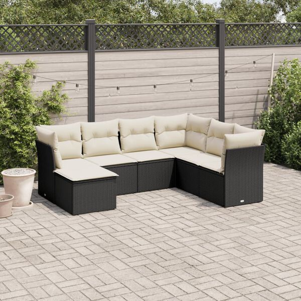 vidaXL Garden Sofa Set Black, Cream White