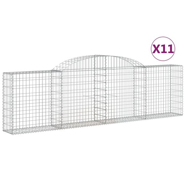 vidaXL Gabion Basket Set of 11 Silver Galvanized Iron Extra Long