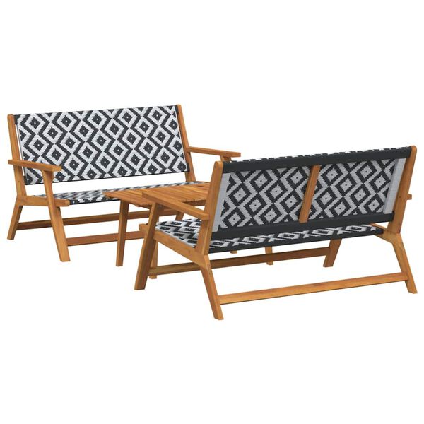 vidaXL Garden Chairs with Table 3 pcs Black 35.4" x 17.7" x 15.7