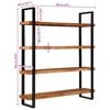 vidaXL Bookcase Natural Wood, Black Solid Acacia wood, Iron Large