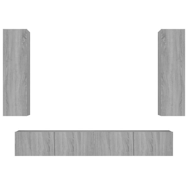vidaXL TV Cabinet Set Set of 4 Grey Sonoma Engineered wood Medium
