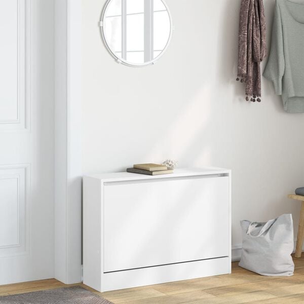 vidaXL Shoe Cabinet White Engineered wood Compact Shoe Cabinet