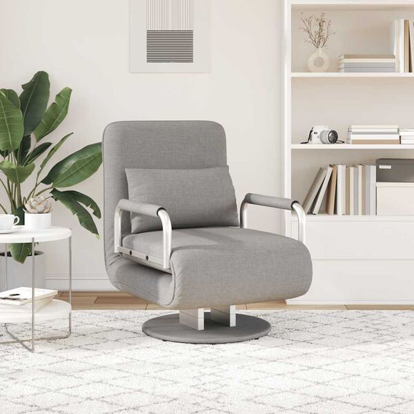 vidaXL Sofa Light grey Polyester, Steel Compact Convertible