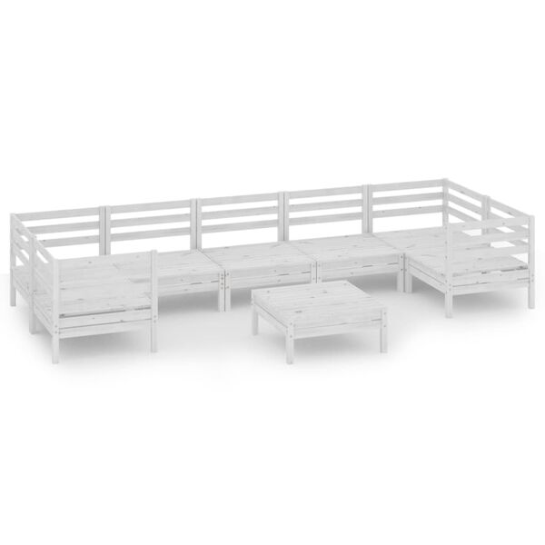 vidaXL Garden Lounge Set White Solid pine wood Large Modular