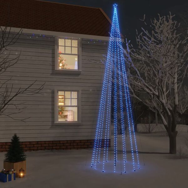 vidaXL Christmas Tree With Spike Blue Powder-coated steel, copper, PVC
