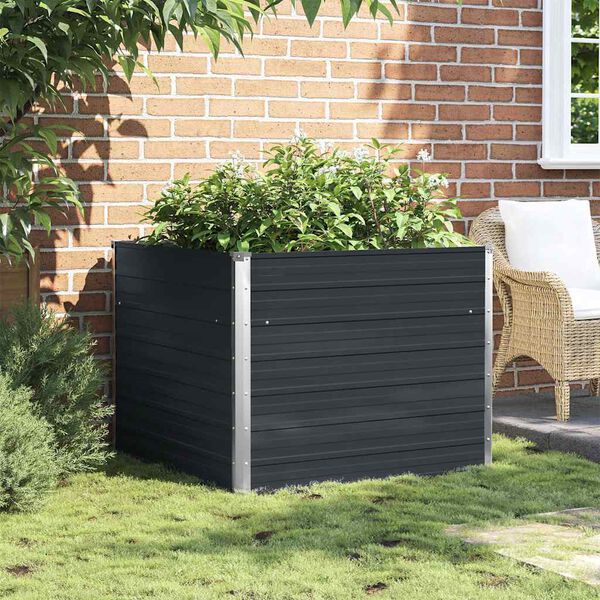 vidaXL Raised Garden Bed Anthracite Galvanized steel 39.4 x 39.4 x 30.3 in