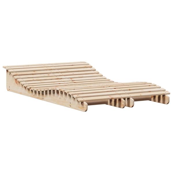 vidaXL Sun Lounger Set of 2 Natural Pine Solid Pine Wood Large